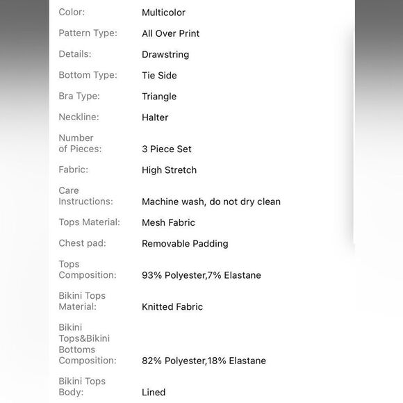 SXY Summer Beach Marble Print 3 Piece Swimsuit Set - Picture 5 of 5